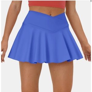 NWT Halara Cloudful Air Comfy High Waisted Crossover Tennis Skirt in Blue